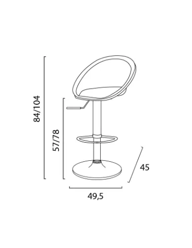 Transparent polycarbonate stool - Dimensions cm...