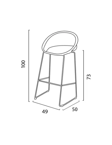Transparent polycarbonate stool - Dimensions cm...