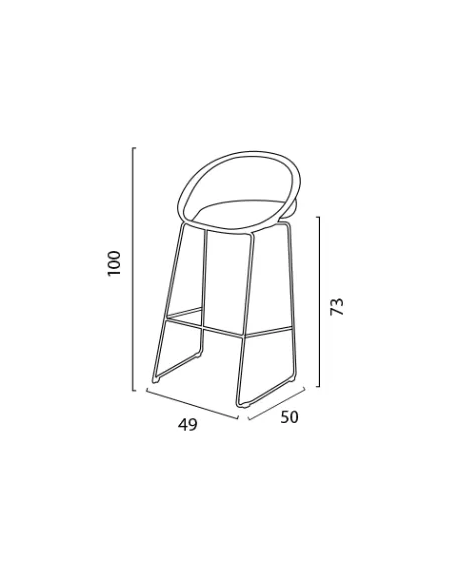 Transparent polycarbonate stool - Dimensions cm 49 x 50 x 100 h