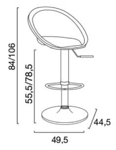 Stool - Polypropylene seat - Chrome base - Dimensions cm... 2
