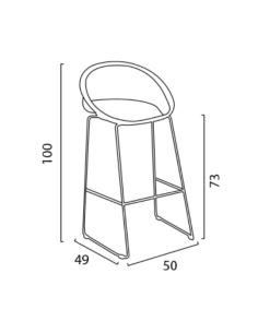 Stool - Polypropylene seat - Chrome base - Dimensions cm... 2