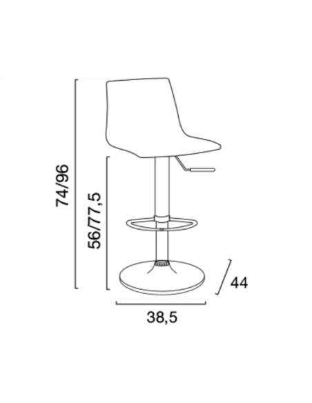 Sgabello - Seduta polipropilene - Base cromata - cm 38.5 x 44 x 74/96 h