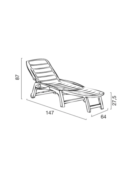 Polypropylene Cot - Adjustable - Poggiapiedi - Dimensions cm 64 x 147 x 87 h