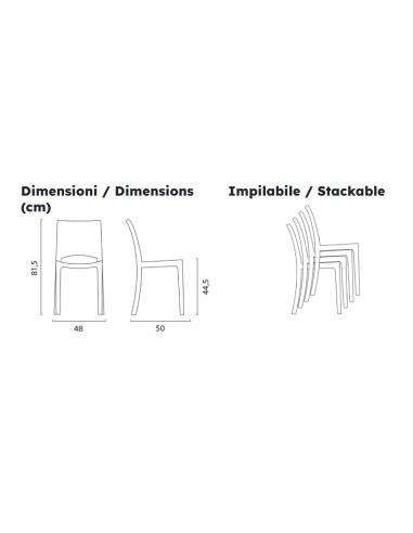 Transparent polycarbonate chair - Dimensions cm...