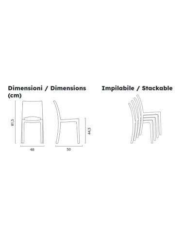Transparent polycarbonate chair - Dimensions cm...