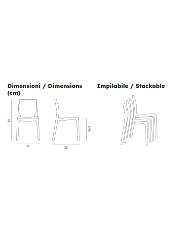 Sedia in policarbonato trasparente - Dimensioni...