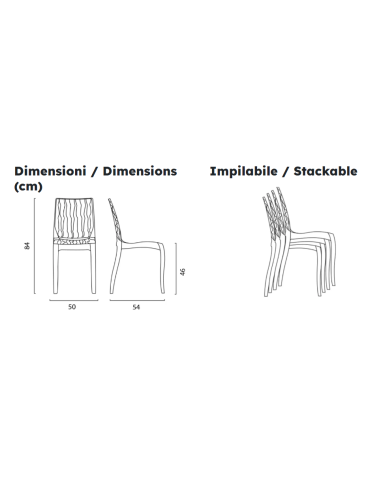 Transparent polycarbonate chair - Dimensions cm...