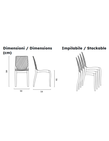 Transparent polycarbonate chair - Dimensions cm...