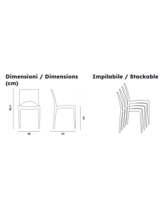 Polypropylene chair - Dimensions cm 48 x 49 x 80.5 h 2