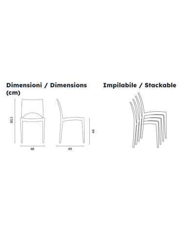 Silla de polipropileno - Dimensiones cm 48 x 49...