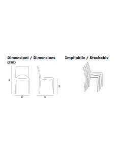 Polypropylene chair - Dimensions cm 47 x 51 x 80 h 2