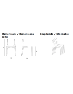 Polypropylene chair - Dimensions cm 52 x 54 x 81 h 2