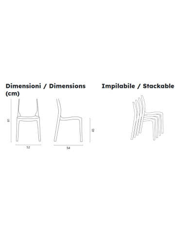 Silla de polipropileno - Dimensiones cm 52 x 54...