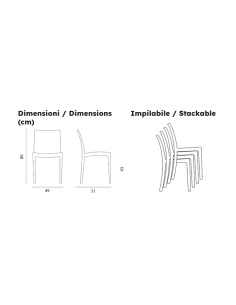 Polypropylene chair - Dimensions cm 49 x 51 x 80 h 2