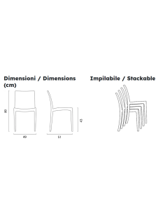 Silla de polipropileno - Dimensiones cm 49 x 51 x 80 h 2