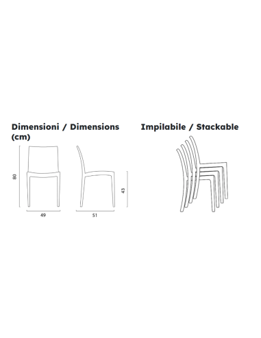 Silla de polipropileno - Dimensiones cm 49 x 51...