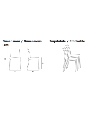 Sedia in polipropilene - Dimensioni cm 47 x 52...