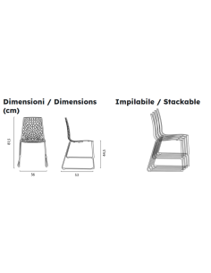 Sedia in polipropilene lucido - Dimensioni cm 56 x 53 x... 2