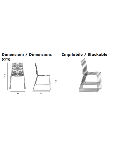 Silla de polipropileno pulido - Dimensiones cm...