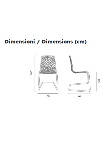 Silla de polipropileno pulido - Dimensiones cm...