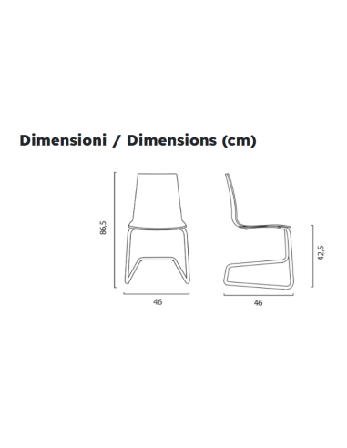 Transparent polycarbonate chair - Dimensions cm...