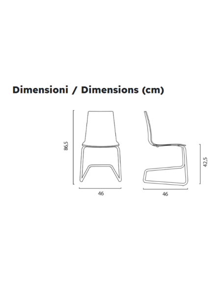 Transparent polycarbonate chair - Dimensions cm 46 x 46 x 86.5 h