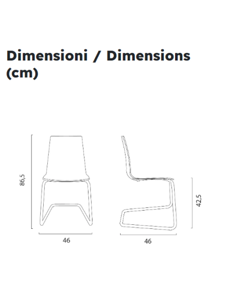 Sedia in policarbonato trasparente - Dimensioni cm 46 x 46 x 86.5 h