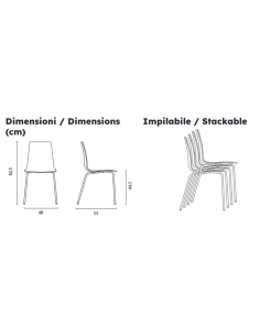 Polycarbonate chair - Dimensions cm 48 x 53 x 82.5 h 2