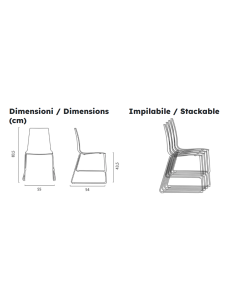 Polycarbonate chair - Dimensions cm 55 x 54 x 83.5 h 2