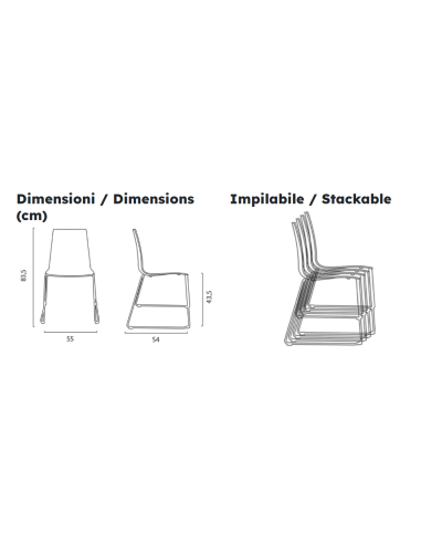 Silla policarbonato - Dimensiones cm 55 x 54 x...