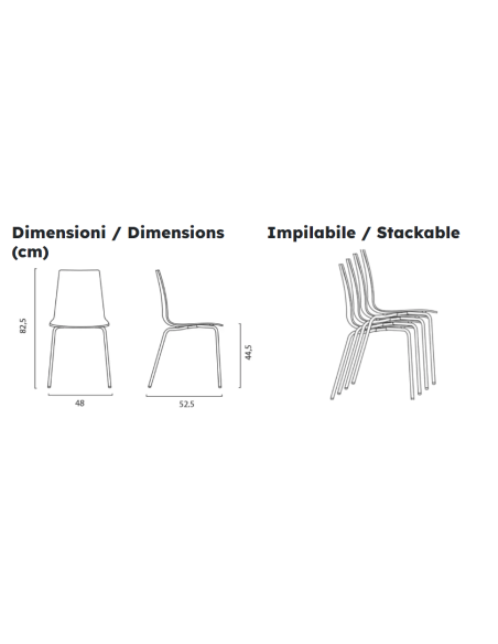 Sillón de polipropileno mate - Dimensiones cm 48 x 52.5 x 82.5 h