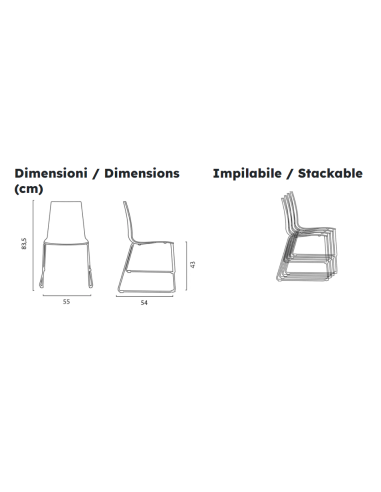 Silla de polipropileno mate - Dimensiones cm 55...