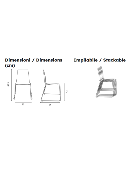 Polypropylene chair matt - Dimensions cm 55 x 54 x 83.5 h