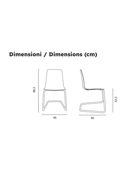 Sedia in polipropilene opaco - Dimensioni cm 46 x 46 x 86.5 h