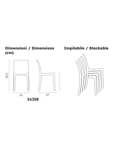 Polypropylene chair - Dimensions cm 45 x 57 x 83.5 h 2