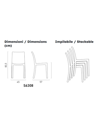 Polypropylene chair - Dimensions cm 45 x 57 x...