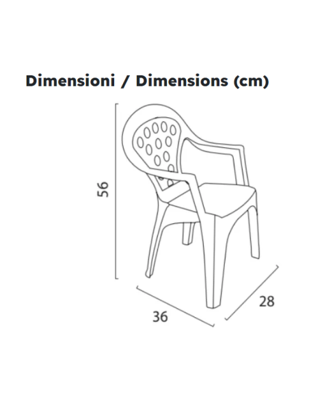 Baby chair in polypropylene - Dimensions cm 36 x 28 x 56 h