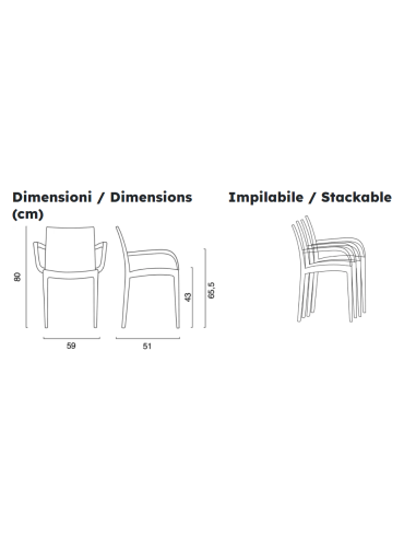 Polypropylene armchair - Dimensions cm 59 x 51...