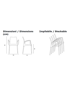 Sillón de polipropileno - Dimensiones cm 56 x 52 x 85 h 2