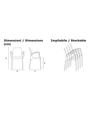 Polypropylene armchair - Dimensions cm 56 x 52...