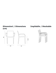 Polypropylene armchair - Dimensions cm 59 x 55 x 84 h 2