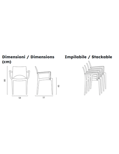 Polypropylene armchair - Dimensions cm 58 x 51...