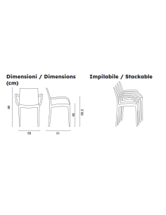 Polypropylene armchair - Dimensions cm 59 x 51 x 80 h 2