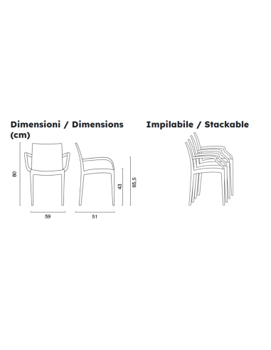 Polypropylene armchair - Dimensions cm 59 x 51...