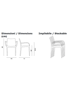 Polypropylene armchair - Dimensions cm 59 x 51 x 80 h 2