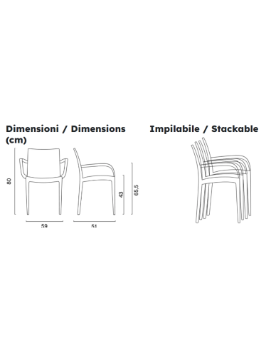 Poltrona in polipropilene - Dimensioni cm 59 x...
