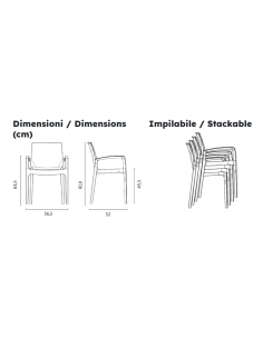 Polypropylene armchair - Dimensions cm 56.5 x 52 x 63.5 h 2