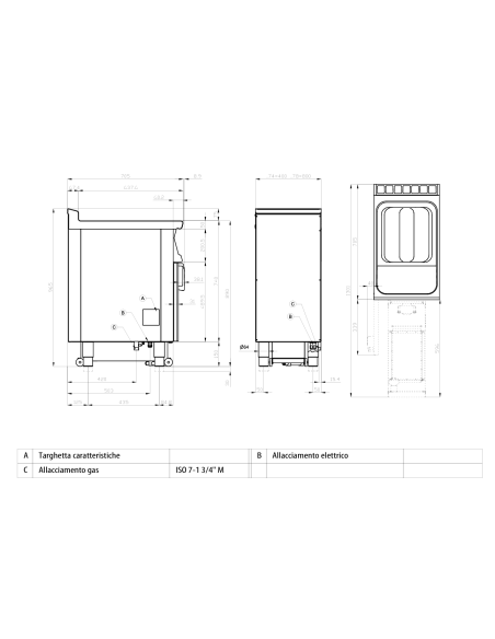 cm Professional gas deep fryer with 2 tanks (18+18 liters) – Touchscreen – Dimensions: 80 x 70.5 x 90 cm h