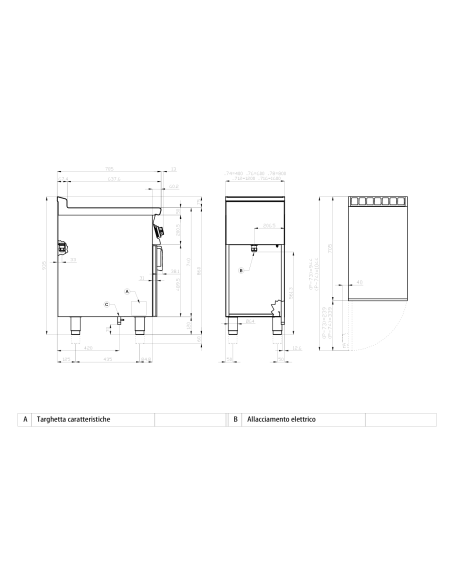 Fry top elettrico piastra liscia in acciaio - cm 120 x 70.5 x 90 h