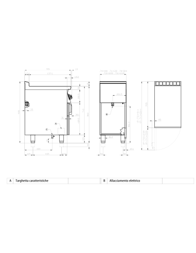 Fry top eléctrico cromado liso - cm 120 x 70,5 x 90 h